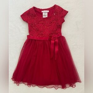Bonnie Jean Toddler Girl Dress 4T Red Short Sleeves Christmas Festive Holidays